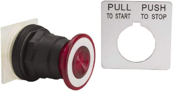 Schneider Electric - 30mm Mount Hole, Extended Straight, Pushbutton Switch Only - Red Pushbutton, Maintained (MA), Momentary (MO) - Makers Industrial Supply