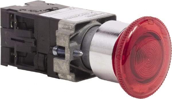 Schneider Electric - 22mm Mount Hole, Extended Mushroom Head, Pushbutton Switch Only - Round, Red Pushbutton, Maintained (MA), Momentary (MO), On-Off-On - Makers Industrial Supply