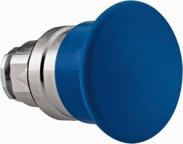 Schneider Electric - 22mm Mount Hole, Extended Mushroom Head, Pushbutton Switch Only - Round, Blue Pushbutton, Nonilluminated, Momentary (MO) - Makers Industrial Supply