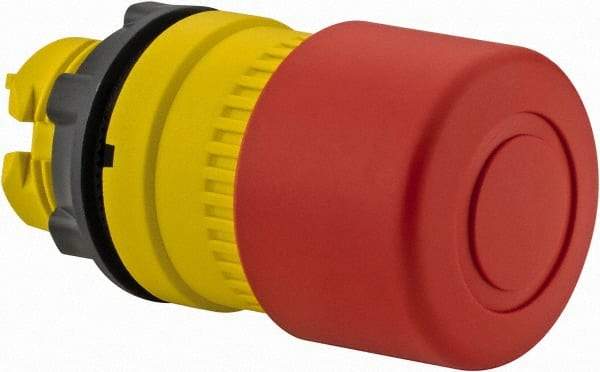 Schneider Electric - 22mm Mount Hole, Extended Mushroom Head, Pushbutton Switch Only - Round, Red Pushbutton, Nonilluminated, Trigger Action, Off, Shock and Vibration Resistant - Makers Industrial Supply