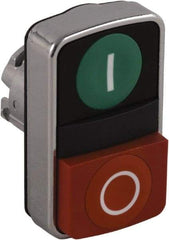 Schneider Electric - 22mm Mount Hole, Extended Straight, Flush, Pushbutton Switch Only - Rectangle, Green and Red Pushbutton, Nonilluminated, Momentary (MO), On-Off, Shock and Vibration Resistant - Makers Industrial Supply