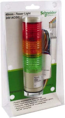 Schneider Electric - LED Lamp, Green, Red and Amber, Steady, Preassembled Stackable Tower Light Module Unit - 24 VAC/VDC, 75 Milliamp, Base Mount - Makers Industrial Supply