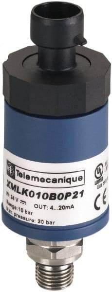 Square D - 1/4-18 NPT (Male) Connector, 24 VDC, 150 psi Sensor, Shock and Vibration Resistant, Analog, Control Circuit Pressure Sensor - 2.5787 Inch Long x 1.417 Inch Wide, IP65, For Use with Air, Fresh Water - Makers Industrial Supply