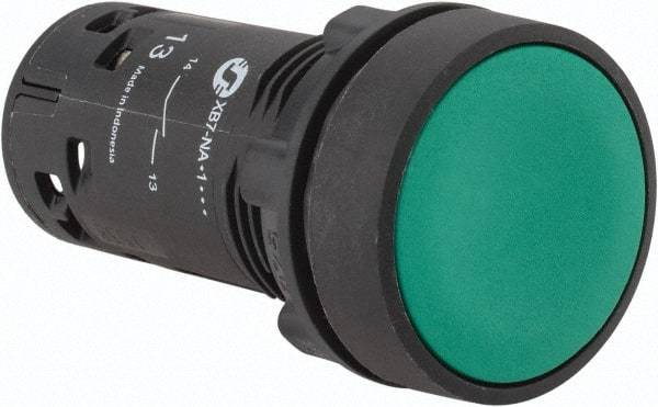 Schneider Electric - 22mm Mount Hole, Flush, Pushbutton Switch Only - Round, Green Pushbutton, Nonilluminated, Momentary (MO), Shock and Vibration Resistant - Makers Industrial Supply