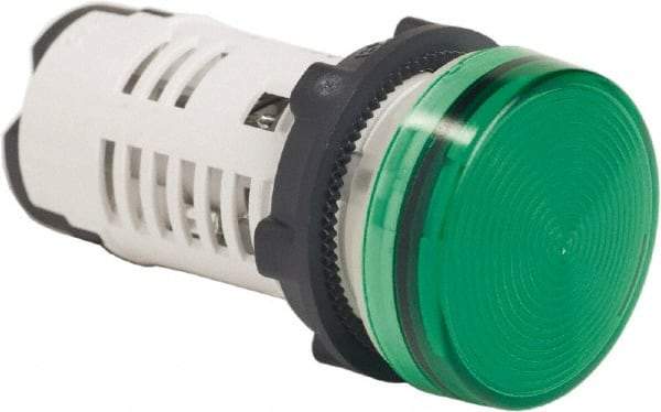 Schneider Electric - 120 VAC Green Lens LED Pilot Light - Round Lens, Screw Clamp Connector, 29mm Wide, Shock Resistant, Vibration Resistant - Makers Industrial Supply