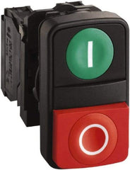 Schneider Electric - 22mm Mount Hole, Extended Straight, Flush, Pushbutton Switch Only - Rectangle, Green and Red Pushbutton, Nonilluminated, Momentary (MO), Shock and Vibration Resistant - Makers Industrial Supply