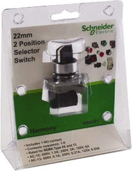 Schneider Electric - 22mm Mount Hole, 2 Position, Lever Operated, Selector Switch with Contact Blocks - Black, Maintained (MA), Nonilluminated, 1 Contact Block - Makers Industrial Supply