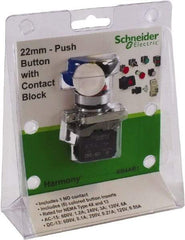 Schneider Electric - 22mm Mount Hole, Pushbutton Switch with Contact Block - Makers Industrial Supply