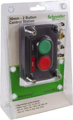 Schneider Electric - 2 Operator, Flush Pushbutton Control Station - Marche-Arret (Legend), Momentary Switch, NO/NC Contact, NEMA 1, 12, 13, 3, 3R, 4 - Makers Industrial Supply