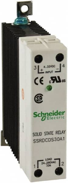 Schneider Electric - 4-32 VDC, Solid State Screw General Purpose Relay - 30 Amp at 280 VAC, SPST, 22.5mm Wide x 98.8mm High x 97.7mm Deep - Makers Industrial Supply