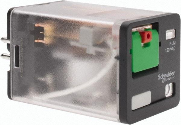 Schneider Electric - 3 at 60 Hz VA Power Rating, Octal Electromechanical Plug-in General Purpose Relay - 10 Amp at 277 VAC & 30 VDC, DPDT, 120 VAC, 35mm Wide x 56mm High x 35.4mm Deep - Makers Industrial Supply