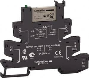 Schneider Electric - 1,500 VA Power Rating, Electromechanical Spring General Purpose Relay - 6 Amp at 110 V, SPDT, 110 VAC/VDC, 6.2mm Wide x 78.7mm High x 103mm Deep - Makers Industrial Supply