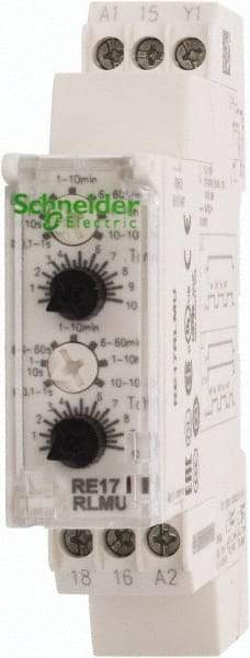 Schneider Electric - 100 hr Delay, Multiple Range SPDT Time Delay Relay - 8 Contact Amp, 24 VDC & 24 to 240 VAC, Selector Switch - Makers Industrial Supply