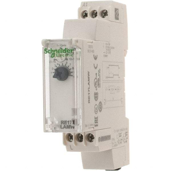 Schneider Electric - 100 hr Delay, Multiple Range SPST Time Delay Relay - 0.7 Contact Amp, 24 to 240 VAC/VDC, Selector Switch - Makers Industrial Supply