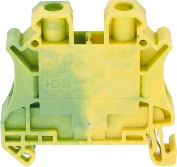 Schneider Electric - 1 Pole, 1,000 Volt, -40 to 266°F, DIN Rail Mount, Polyamide Grounding Terminal Block - 2 Contacts, 24 to 8 AWG Compatibility, 47-1/2mm High - Makers Industrial Supply