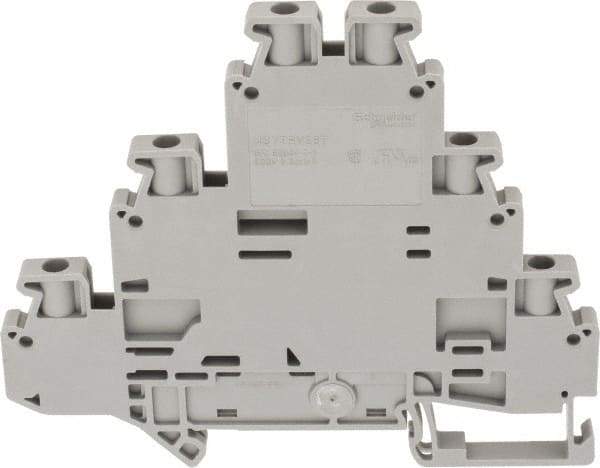 Schneider Electric - 3 Poles, 500 Volt, 24 Amp, -40 to 266°F, DIN Rail Mount, Polyamide Passthrough Terminal Block - 6 Contacts, 26 to 12 AWG Compatibility, 77-1/2mm High - Makers Industrial Supply