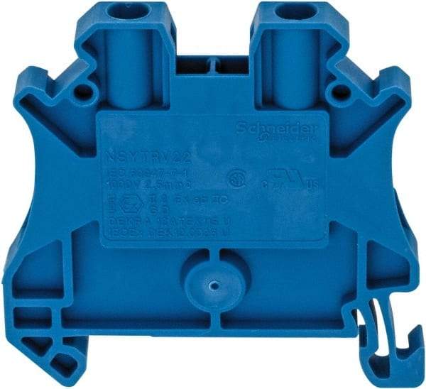 Schneider Electric - 1 Pole, 1,000 Volt, 24 Amp, -40 to 266°F, DIN Rail Mount, Polyamide Passthrough Terminal Block - 2 Contacts, 26 to 12 AWG Compatibility, 47-1/2mm High - Makers Industrial Supply