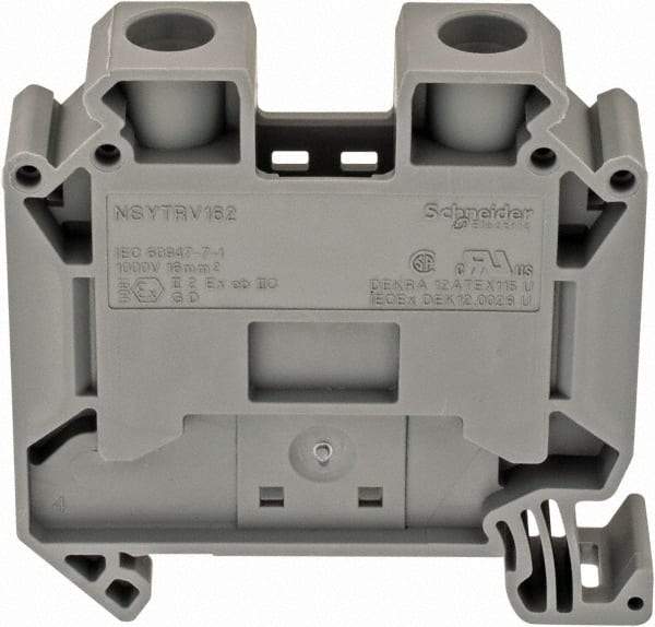 Schneider Electric - 1 Pole, 1,000 Volt, 101 Amp, -40 to 266°F, DIN Rail Mount, Polyamide Passthrough Terminal Block - 2 Contacts, 16 to 4 AWG Compatibility, 55mm High - Makers Industrial Supply