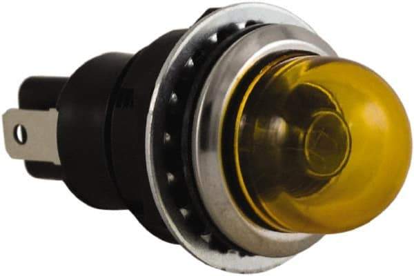 Schneider Electric - 24 V Yellow Lens Incandescent Pilot Light - Round Lens, Dust-tight, Oiltight - Makers Industrial Supply