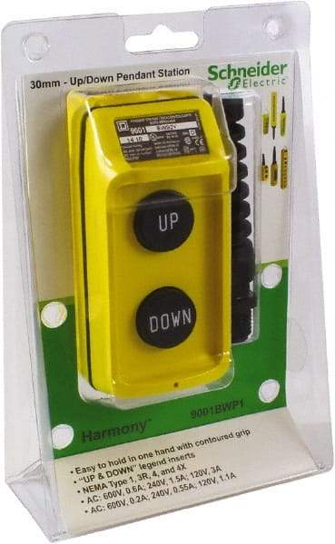 Schneider Electric - 2 Operator, Pushbutton Pendant Control Station - Up-Down (Legend) - Makers Industrial Supply