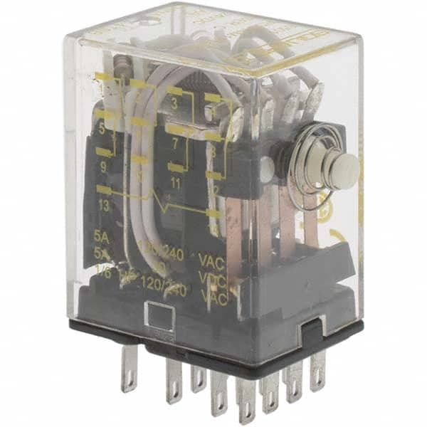 Square D - Electromechanical Plug-in General Purpose Relay - 5 Amp at 240 VAC, 4PDT, 24 VDC - Makers Industrial Supply