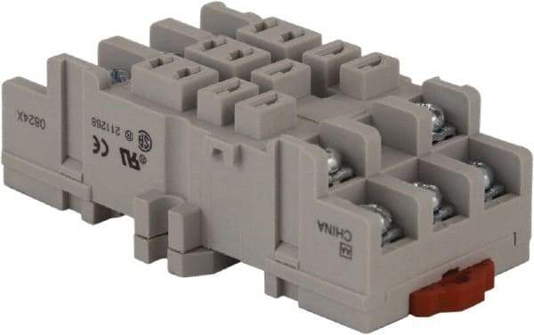 Square D - 11 Pins, 300 VAC, 15 Amp (UL and CSA), Square Relay Socket - DIN Rail Mount, Panel Mount, 2 Tiers, Screw Terminal - Makers Industrial Supply