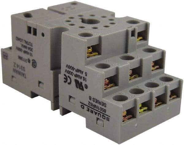 Square D - 11 Pins, 300 VAC, 10 Amp (CSA) and 16 Amp (UL), Square Relay Socket - DIN Rail Mount, Panel Mount, 2 Tiers, Screw Terminal - Makers Industrial Supply