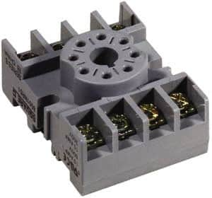 Square D - 8 Pins, 300 VAC, 10 Amp (CSA) and 15 Amp (UL), Octal Relay Socket - DIN Rail Mount, Panel Mount, 1 Tier, Screw Terminal - Makers Industrial Supply