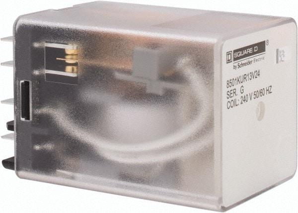 Square D - 11 Pins, 1 hp at 277 Volt & 1/3 hp at 120 Volt, 3 VA Power Rating, Square Electromechanical Plug-in General Purpose Relay - 10 Amp at 250 VAC, 3PDT, 240 VAC at 50/60 Hz, 34.9mm Wide x 50mm High x 35.4mm Deep - Makers Industrial Supply