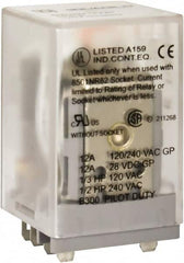 Square D - 8 Pins, 1 hp at 277 Volt & 1/3 hp at 120 Volt, 3 VA Power Rating, Square Electromechanical Plug-in General Purpose Relay - 10 Amp at 250 VAC, DPDT, 120 VAC at 50/60 Hz, 34.9mm Wide x 50mm High x 35.4mm Deep - Makers Industrial Supply