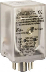 Square D - 11 Pins, 1 hp at 277 Volt & 1/3 hp at 120 Volt, 3 VA Power Rating, Octal Electromechanical Plug-in General Purpose Relay - 10 Amp at 250 VAC, 3PDT, 24 VDC, 34.9mm Wide x 50.3mm High x 35.4mm Deep - Makers Industrial Supply