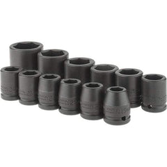 Proto - 12 Piece 3/4" Drive Black Finish Impact Socket Set - 6 Points, 19mm to 46mm Range, Metric Measurement Standard - Makers Industrial Supply