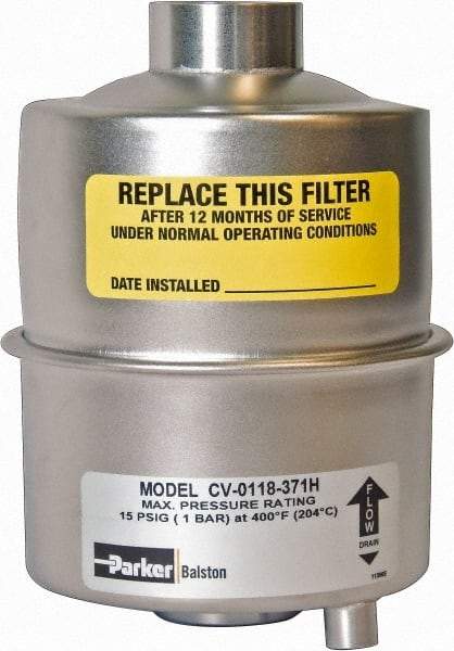 Parker - 1/2 NPT Air Compressor Inlet Filter - 3 CFM, 2.9" Diam x 4.4" High, Use with Welch Pump Models #1400, 1405, 8907 - Makers Industrial Supply