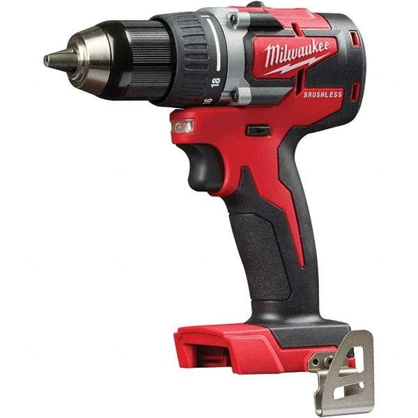 Milwaukee Tool - 18 Volt 1/2" Chuck Pistol Grip Handle Cordless Drill - 0-1800 RPM, Single-Sleeve Ratcheting Chuck, Reversible, Lithium-Ion Batteries Not Included - Makers Industrial Supply