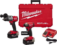 Milwaukee Tool - 18 Volt Cordless Tool Combination Kit - Includes Hammer Drill & 1/4" Hex Impact Driver, Lithium-Ion Battery Included - Makers Industrial Supply