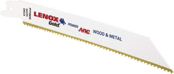 Lenox - 6" Long x 3/4" Thick, Bi-Metal Reciprocating Saw Blade - Tapered Profile, 10 TPI, Toothed Edge, Universal Shank - Makers Industrial Supply