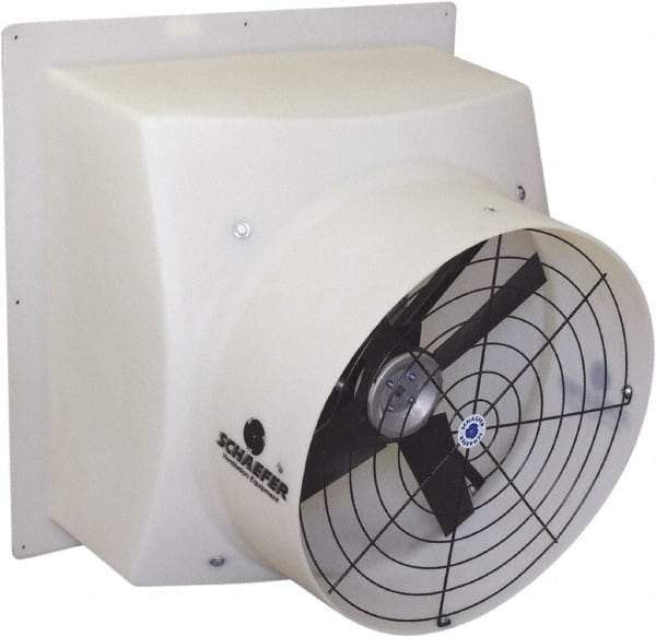 Schaefer Ventilation Equipment - 20" Blade, Direct Drive, 1/2 hp, 4,970 CFM, TEAO Exhaust Fan - 24-3/4" Opening Height x 23-1/2" Opening Width, 4.8/2.4 Amp, 1 Speed, Single Phase - Makers Industrial Supply