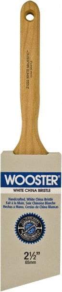 Wooster Brush - 2-1/2" Angled Hog Sash Brush - 3-3/16" Bristle Length, 7-7/8" Maple Fluted Handle - Makers Industrial Supply