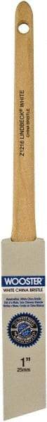 Wooster Brush - 1" Angled Hog Sash Brush - 2-3/16" Bristle Length, 6-1/2" Maple Rattail Handle - Makers Industrial Supply