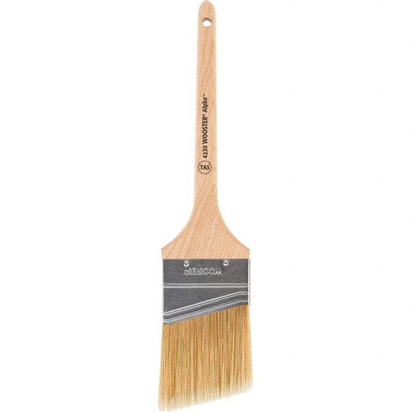 Wooster Brush - 2-1/2" Angled Synthetic Sash Brush - 2-11/16" Bristle Length, 8" Maple Rattail Handle - Makers Industrial Supply