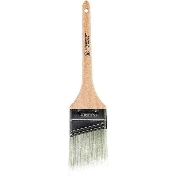 Wooster Brush - 2-1/2" Angled Synthetic Sash Brush - 2-11/16" Bristle Length, 7-1/4" Wood Rattail Handle - Makers Industrial Supply