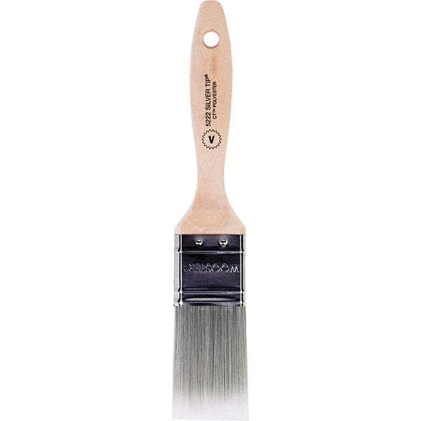 Wooster Brush - 1-1/2" Flat Synthetic Varnish Brush - 2-7/16" Bristle Length, 6-3/8" Wood Beavertail Handle - Makers Industrial Supply