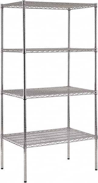 Sandusky Lee - 4 Shelf Wire Shelving Unit - 36" Wide x 24" Deep x 74" High, - Makers Industrial Supply