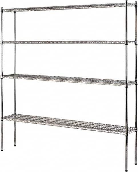 Sandusky Lee - 4 Shelf Wire Shelving Unit - 72" Wide x 12" Deep x 74" High, - Makers Industrial Supply