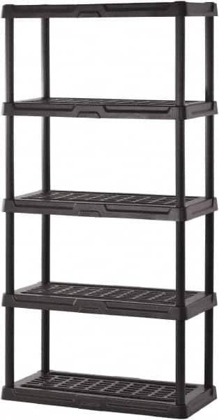 Sandusky Lee - 72" High x 36" Wide x 18" Deep, 5 Shelf Polyurethane Utility Plastic Shelving - Black, 150 Lb Capacity - Makers Industrial Supply