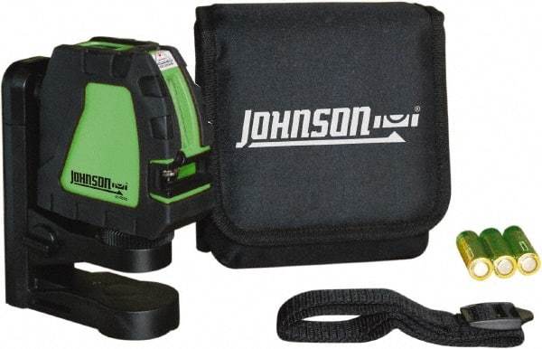 Johnson Level & Tool - 2 Beam 200' (Interior) Max Range Self Leveling Cross Line Laser - Green Beam, 1/8" at 35' Accuracy, 4-1/8" Long x 4-1/8" Wide x 1-15/16" High, Battery Included - Makers Industrial Supply