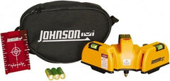 Johnson Level & Tool - 2 Beam 65' (Interior) Max Range Line Laser Level - Red Beam, 1/16" at 20' Accuracy, 6-1/2" Long x 4" Wide x 6-1/2" High, Battery Included - Makers Industrial Supply