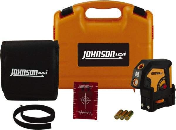 Johnson Level & Tool - 3 Beam 100' (Interior) Max Range Self Leveling Dot Laser Level - Red Beam, 1/8" at 50' Accuracy, 4-3/4" Long x 3" Wide x 4-3/4" High, Battery Included - Makers Industrial Supply