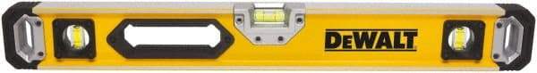 DeWALT - Magnetic 24" Long 3 Vial Box Beam Level - Aluminum, Yellow - Makers Industrial Supply