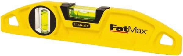 Stanley - 2 Vial, 9" Aluminum Die Cast Torpedo Level - Magnetic, Yellow - Makers Industrial Supply